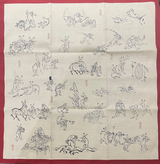 Furoshiki mit Chuju Giga Tier-Motiv Rot